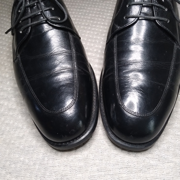 Vintage RARE* Sears Kidskin Lrather Moc Toc Derby Oxfords Sz 8.5 Black - Picture 2 of 9